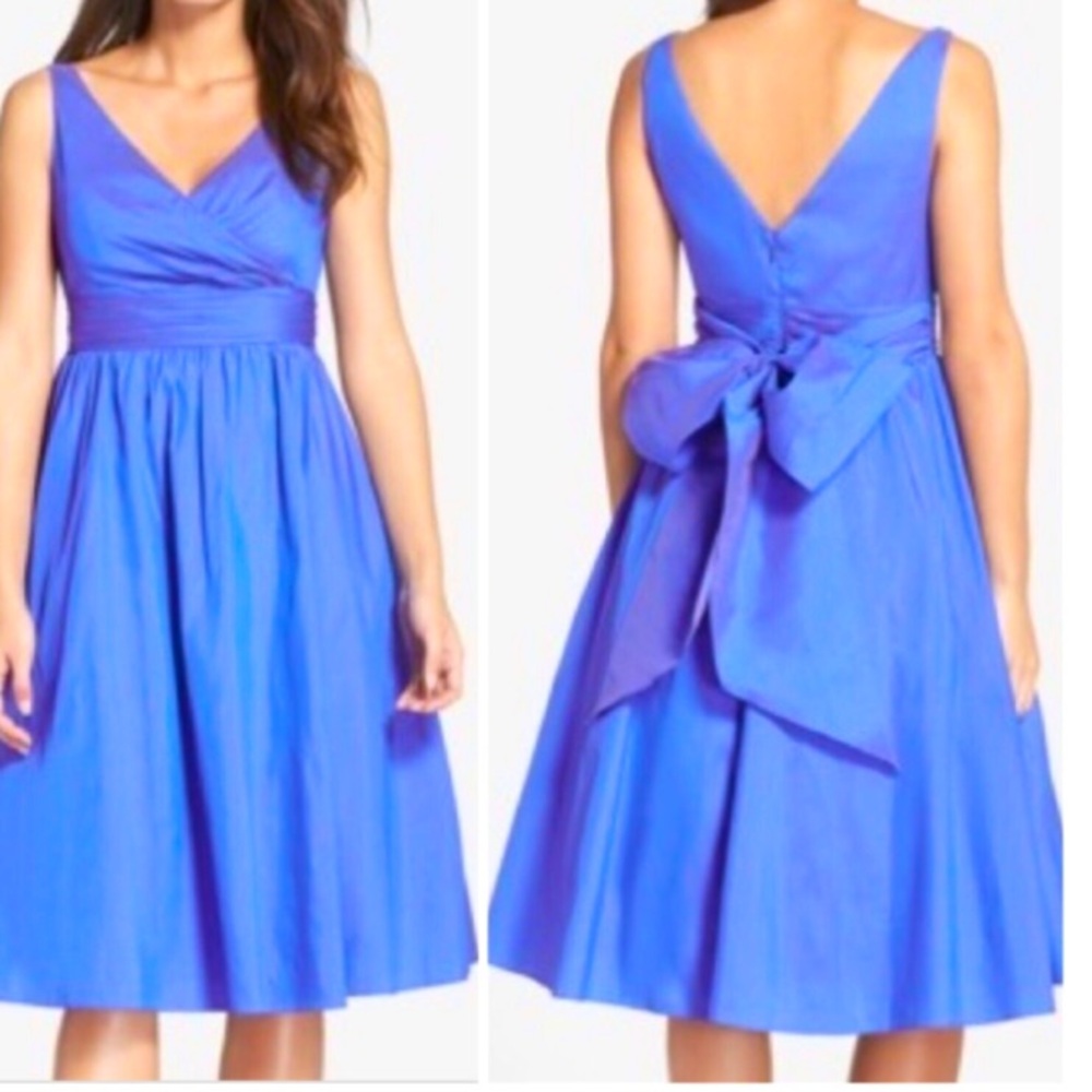 Adrianna Papell Blue and Purple Midi Dress